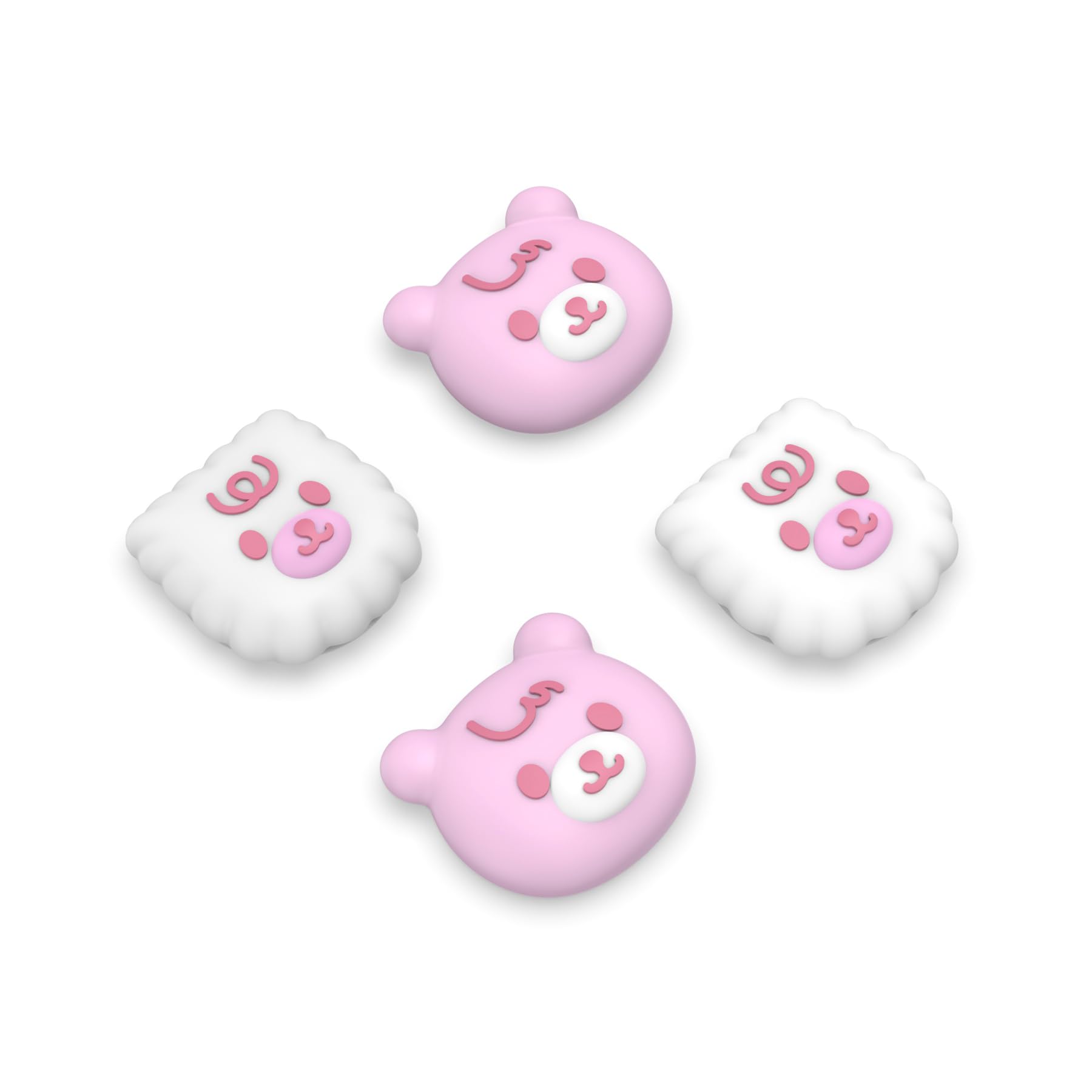 playvital Capuchons pour ps5 Manette Cover Joystick pour ps4,pour Xbox Series X S,Thumb Grip Caps pour Xbox One,Protection de Stick Analogique pour Switch Pro Controller,Blanc & Rose-Ours Mignon - 1