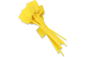 QSFPTEK Fascette fermacavi in nylon con chiusura a zip e pennarello, autobloccanti per cavi da 15,2 cm per cablaggio, etichetta per marcatura Ethernet - giallo/100 pezzi
