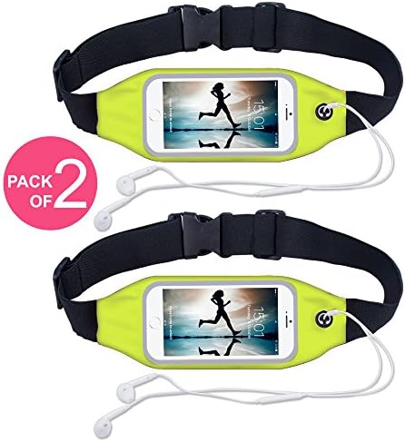 RAINYEAR Running Belt Waterproof Runner Waist Pack Bag Fitness Belt for iPhone 7/7Plus/6 Plus/6s Plus/6/6S, Sumsung Galaxy for Women and Men Sports Running Jogging Walking Hiking Camping (Green+Green)