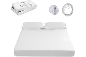 EARTHING.ES Grounding Earthing Bed - Organic Cotton + 5% Nogi Fiber, Earthing Fitted Earthing Prześcieradło z kablem i adapterem (podwójne 150 x 200 x 30)