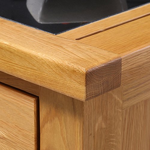 The Furniture Market Cheshire Oak Small Kitchen Island Granite Butchers Block - Image 7