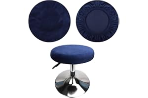 HuaLiSiJi Funda Taburete Redondo Tela Lujosa Diámetro 30-40cm, Redondo Estirable Resistente A Las Arrugas Lavable Cubierta De Taburete A Prueba De Polvo (Azul Marino)
