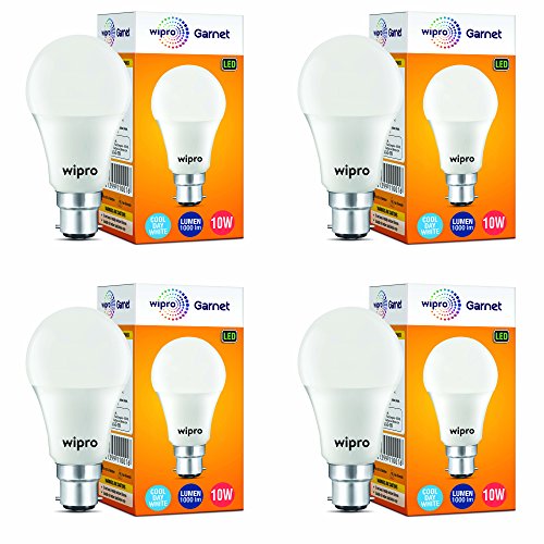 Wipro Garnet 10-Watt LED Bulb (Pack of 4, Cool Day Light)