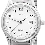 JOBO Damenarmbanduhr, Quarz Analog, Flexband, Edelstahl, teilmattiert, Datumsanzeige, wasserdicht