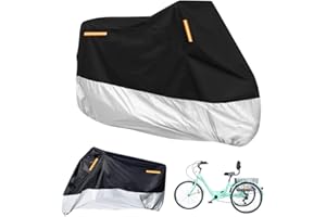 FOXTELL Funda para triciclo para adultos, se adapta a todas las bicicletas o motocicletas de 3 ruedas para almacenamiento al aire libre e interior, 104 pulgadas de largo x 43.3 pulgadas de ancho x 49 pulgadas