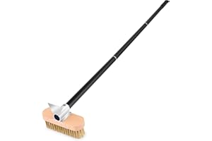 NUTUNI Spazzola per Forno per Pizza con Raschietto, Spazzola per Griglia con Setole in Ottone e Manico, Lunghezza Totale 89 cm o 129 cm, Accessori per Forno per Pizza