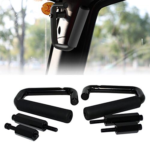 Grab Handles,Front Black Solid Steel Grab Handle Bar Kit (2pcs in 1pack)