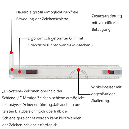 GOCHANGE Profil A3 Zeichenplatte Zeichenbrett Zeichentisch mit Parallele Bewegung und Verstellbarer Winkel für Professionell Arbeiten - 3