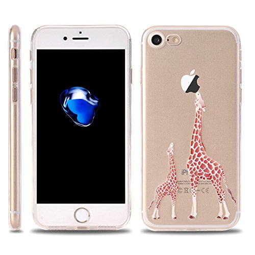 iPhone 7 Case, LUOLNH [New Creative Design] Flexible Soft TPU Silicone Gel Soft Clear Phone Case Cover for iPhone 7 4.7 inch,( 2 Giraffe)