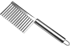 melebellot Wellenschneider,Edelstahl Kartoffelschneider,Pommes Frites Wellenmesser,Gemüse Obst Salat Süßkartoffeln Schneider,Messer Riffelmesser Küchengadgets(Silver)