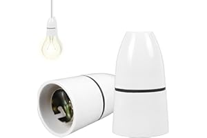 GCNWW 2 Pcs B22 Bayonet Pendant Lamp Holder, White Ceiling Light Fitting, Unswitched for Chandelier, Hanging & Wall Mount, Compatible with B22 LED & CFL Bulbs - AC 220V-240V