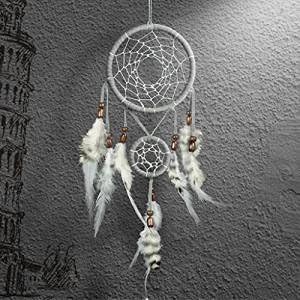 Veroda Vintage Grey 2 Circular Feather Dream Catcher Home Wall Hanging Decor