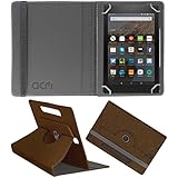 Acm Designer Rotating Leather Flip Case for Amazon Fire Hd 8 Cover Stand Brown