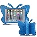 Produktbild Schutzhülle für iPad Mini, für Kinder, von UCMDA, niedliche Schmetterlings-Hülle, Stoßfest, Schutzhülle für Kinder, Schutzhülle mit Standfunktion für Apple iPad Mini 1/2/3/4 (20,1 cm / 7,9 Zoll) – Rosarot blau iPad 9.7 2017/iPad Pro 9.7/iPad Air 2