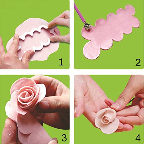 Lalang 3 verschiedene Größen Rosen Ausstecher DIY Fondant Ausstechformen Deko Cookies Fondant Kuchen Sugarcraft Formrahmen Scherblock Werkzeug Cutter Tool - 3