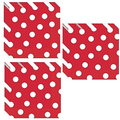 Red Polka Dot Luncheon Napkins - 48 Pieces