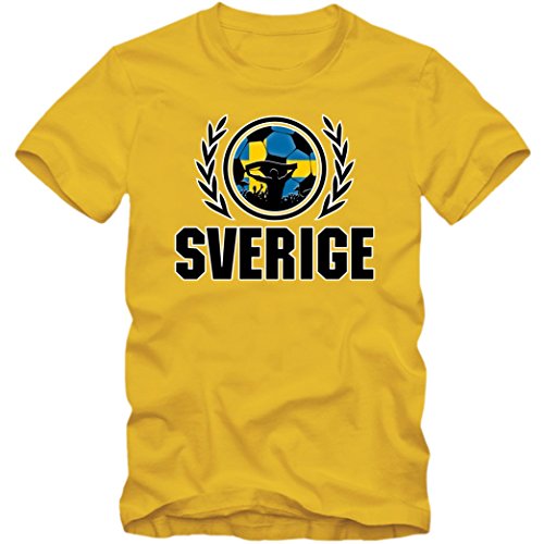 Schweden EM 2016 #2 T-Shirt | Fußball | Herren | Trikot | Blågult | Nationalmannschaft, Farbe:Gelb (Gold L190);Größe:M