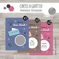 Cartes à gratter annonce grossesse originale, enceinte, maternité, heureux événement, bébé en route, lot de 5 cartes - réf.106