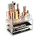 Produktbild Homdox Acryl Kosmetik Aufbewahrung Make Up Schmuck Organizer Box Transparent mit 2 Schubladen, 3 Schichten 18.5 x 10.2 x 15.4cm (L x W x H)