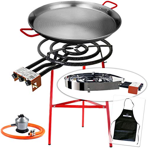 Set paellero 60cm Garcima Bricolemar con paellera 70cm, Soporte Reforzado y Paravientos paellero Kabra