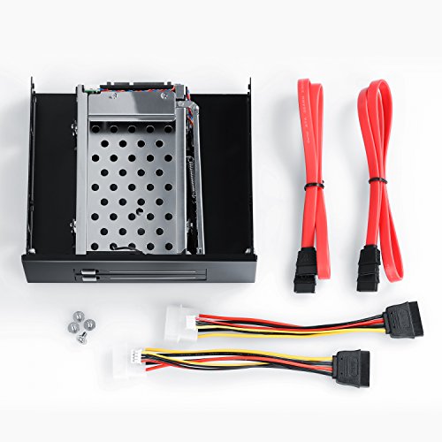Aplic – 5,25“ Dual Wechselrahmen / Mobile Rack für 2x 6,4cm (2,5″) Festplatten | SATA I/II/III und SSD-fähig | Hot Plug | 2x Festplatten in 2,5″ (6,4cm) - 3