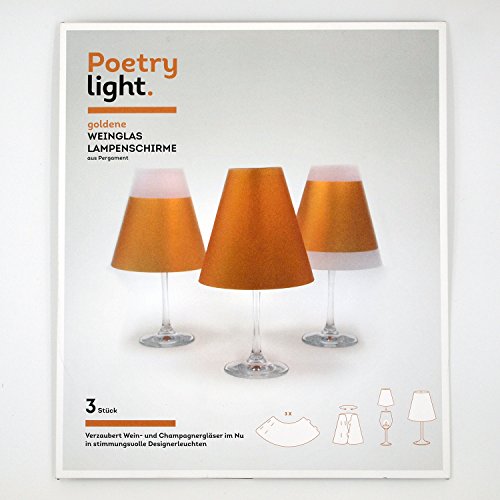 POETRY LIGHT · Goldene Lampenschirme für Weingläser mit Teelicht · aus Transparentpapier zum Zusammenstecken · Deko Lampenschirme im Handsiebdruck erstellt - 7