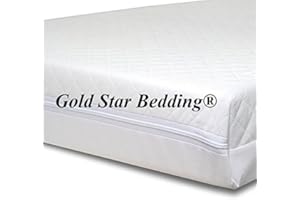 Baby Travel Cot Mattress 112 x 55 x 10 cm Quilted Breathable Antiallergenic -UK Made - Gold Star Bedding®