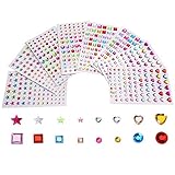 Diese Strasssteine haben 4 Formen: rund, herzförmig, sternförmig, quadratisch, jede Form hat 168 Stück in verschiedenen Größen