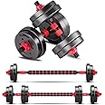 BCBIG Set di manubri corti, 3 in 1, 10/20/30 kg, per uomini e bilancieri regolabili, tubo di collegamento multifunzione, per 