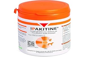Vetoquinol Ipakitine Soutien de la fonction rénale en cas d'insuffisance rénale chronique pour Chien Pot de 180 g