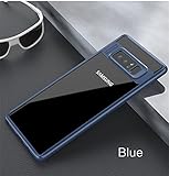 VRJ-TEC Auto Focus Blue Soft Silicone Side Bumper Hard Transparent Back Cover for Samsung Galaxy Note 8 - Samsung Note 8 Back Cover