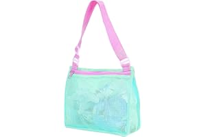CICILIAYA Mesh Beach Bag, Shell Net Tote, Foldable Seashell Collecting Sand Bags for Kids Toddlers Boy Girl Holding Pool Beach Accessories Toy Shells Clothes Towels