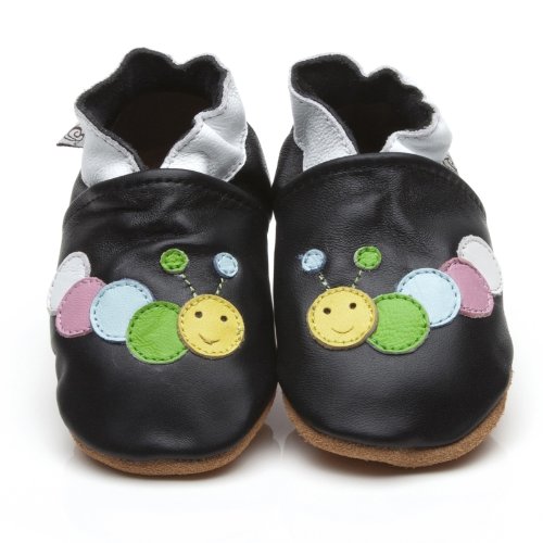 Soft Leather Baby Shoes Caterpillar Black 12-18 months
