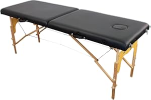Mobiclinic®, Massage Table, CM-01 Basic, Massage Bed, Headrest, Wood, 2 Section, for Physiotherapy, European Brand, Adjustable Height, 73x23 inches, Portable, Black