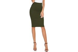 EXCHIC Damen Elegante Business Solid Elastisch Bleistiftrock Hohe Taille Bodycon Midi Röck