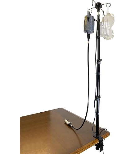 Flex Shaft Stand Hanger – Rotary Grinder Mini Drill Holder, 3-Section Steel Rod, Height Adjustable, 360° Swivel, Bench Clamp, Chrome-Plated