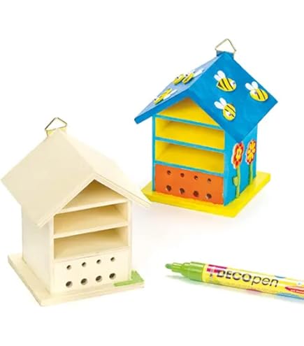 HOVIBU 2 Pezzi Fai Da Te Casetta Uccelli In Legno Kit Per Bambini, Casetta Per Uccelli Per Costruire E Dipingere, Birdhouse Kit Regalo Di Compleanno Di Natale Per Ragazze Ragazzi - 6