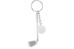 BYFRI Racket Balle De Golf Porte-Clés Mignon Mini Clubs De Golf en Métal Keychain Creative Sport (Blanc)