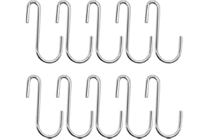 SIOPPKIK Ganci a Cucina in Acciaio Inox Appesi Ganci Attaccapanni Forma di S Multifunzionale per Bagno Camera da Letto Ufficio Ganci per Utensili Cucina(10 Pezzi,6.5cm)