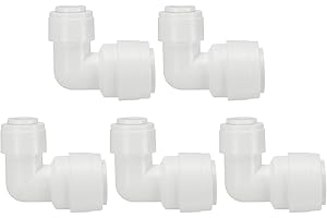 PATIKIL Connettore a Gomito per Depuratore Acqua 3/8" Od a 1/4" Od, 5Pz Raccordi Tubi a Innesto Rapido per Sistemi Idraulico Depuratore Filtro Osmosi Inversa Ro/Di, Bianco