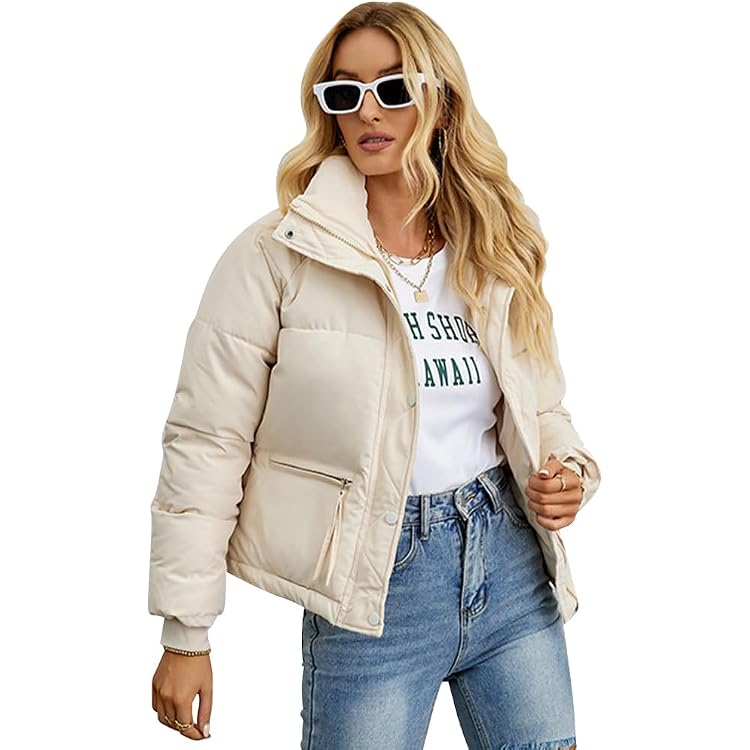 Produktbild von Winterjacke Damen Kurz Mit Kapuze Warm Winter Puffer Jacke
