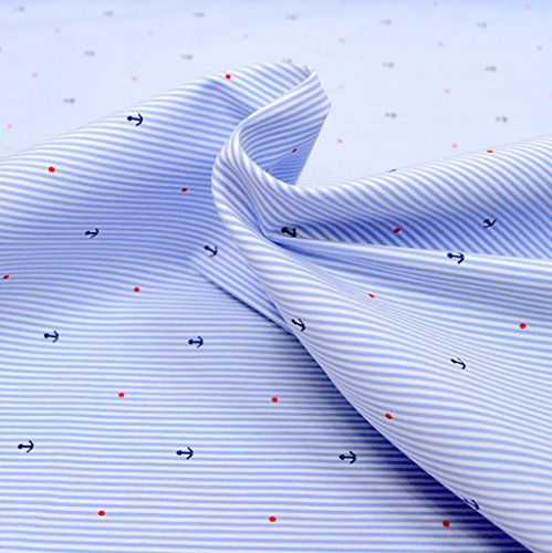 Baumwoll-Stoff "Eva" Streifen / verschiedene Prints / Anker Schwalben Punkte / mit Elasthan / Öko-Tex / Meterware ab 50cm / QX 6-51 (Anker)