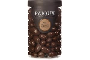 Pajoux Milk Chocolate Pistachios (Large) 290g | Milk Chocolate Covered Nuts - Whole Pistachio Nuts - Palm Oil Free - Chocolate in a Gift Jar