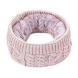 GreatestPAK Damen Loop Scraft Strickschal Herren und Winter Einfarbig Gestrickte Wolle Plus Samt Dicke Twist Kragen Feste Warme Gestrickter Schal Weiche Halstuch