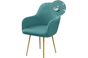 ABZDUNG Stretch-Esszimmerstuhlbezüge, wasserdicht, Jacquard, Stuhlhussen mit gebogener Rückenlehne und Armlehne, Abnehmbarer und waschbarer Bezug for Schminktisch, Party, Hotel(Turquoise,1 PCS)