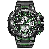 Analog Digital-Armbanduhr Military Sport Herren Dual Zifferblatt Multifunktions (Grün)