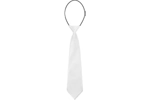 URAQT Förknuten slips för barn, 28 x 7 cm glänsande satinslips, slipsar med förknuten elastisk dragsko, formella bröllopsslipsar, skolfester, cosplay (vit - 1 st)
