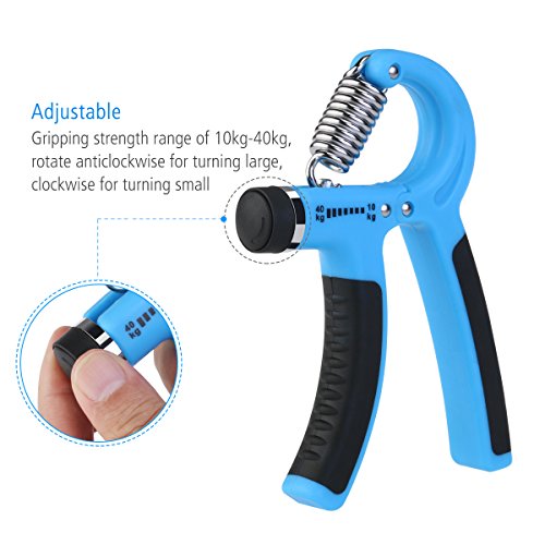 BESTOMZ 2 Stück Handtrainer Fitness Fingerhantel Fingertrainer Handgriff 20-88 Lbs (10-40 kg) Einstellbar Blau - 3