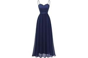 DRESSTELLS Abendkleider Elegant für Hochzeit Festlich Ballkleid Damen Lang Brautkleid Standesamt Brautjungfernkleider mit Spaghettiträger Jugendweihe Kleider