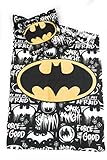 Lavable a máquina DC COMICS BATMAN Juego de ropa de cama - funda de edredón Reversible 140 x 200 cm + funda de almohada de 63 x 63 cm, microfibra - Oeko-Tex - Batman DC Comics